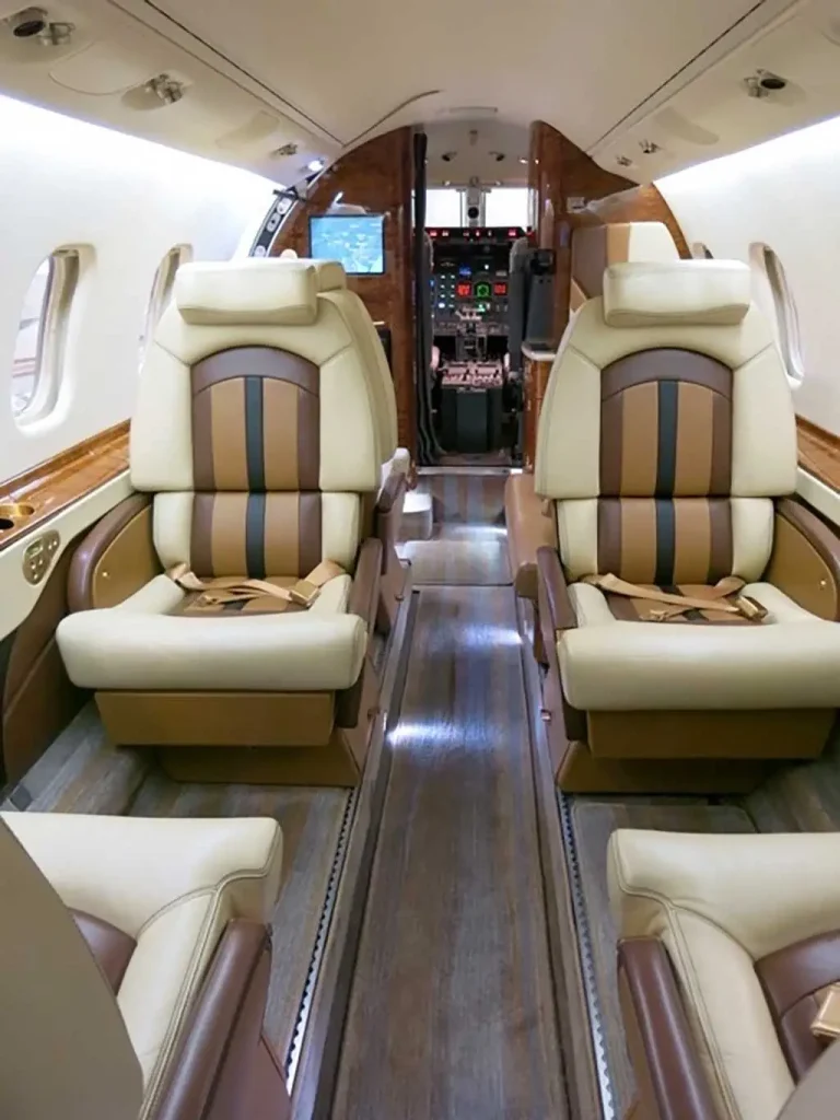 Passenger cabin view of the 1999 Bombardier Learjet 60